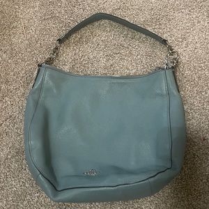 Slate blue Coach shoulder bag. EUC. Pet free, smoke free home.